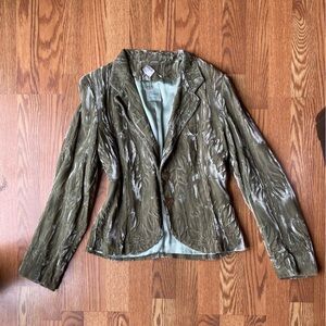Olive Green Textured Blazer